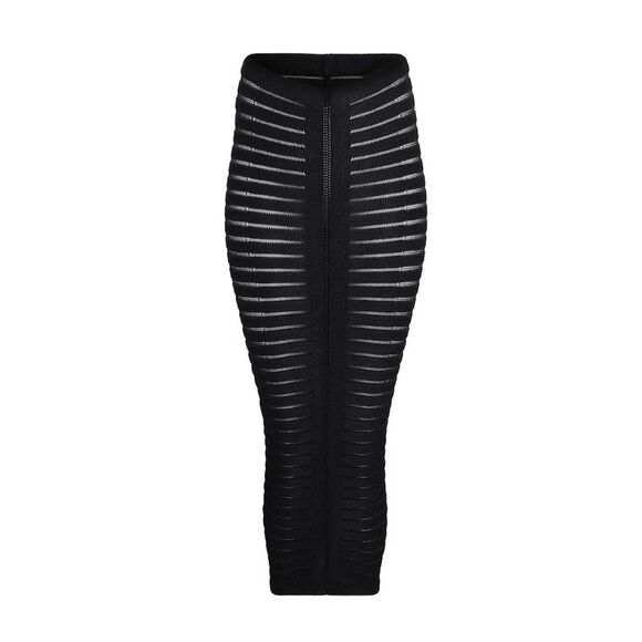 Elegant Stretch-Knit Midi Skirt - Main Image